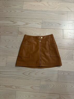 Free People Leather Mini Skirt with Front Zip